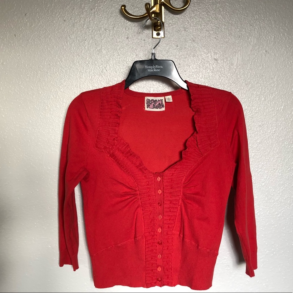 Rosie Niera Red Coral Sweater EUC
